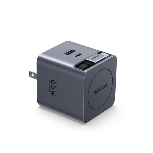UGREEN 65824 65W GaN巻き取り式ケーブル付き急速充電器 Type-Cポート