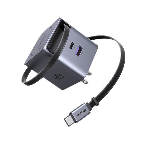 UGREEN 65824 65W GaN巻き取り式ケーブル付き急速充電器 Type-Cポート