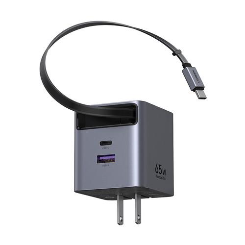 UGREEN 65824 65W GaN巻き取り式ケーブル付き急速充電器 Type-Cポート