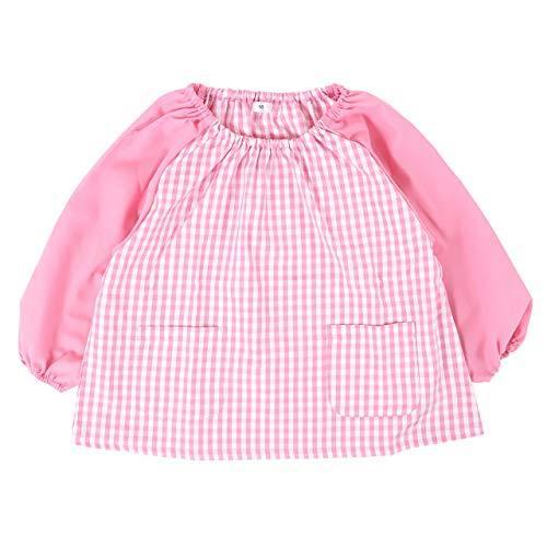 人気の スモック Scl011 80cm H ピンクチェック 撥水 子供 幼稚園 長袖 エプロン Www We Job Com