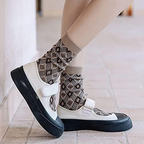 着圧ソックス ウィンターソックス女性プリントロングコットンソックスかわいい韓国のガールスタイルストリートウェア A Color One Size サービス Color