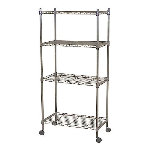 スチールラック 4段 幅60 奥行き35 高さ120cm キャスター付き ワイヤーラック メタルシェルフ