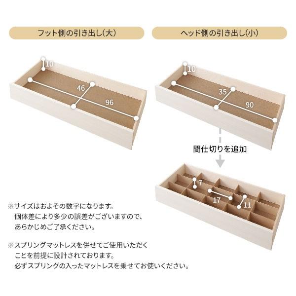 ヘッドボード付き 収納ベッド セミダブルサイズ ベッドフレームのみ