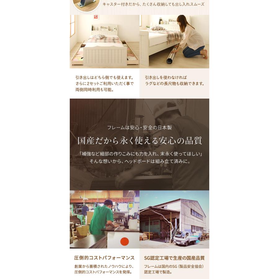 引き出し別売) 日本製 カントリー調 姫系 ベッド シングル ボンネル