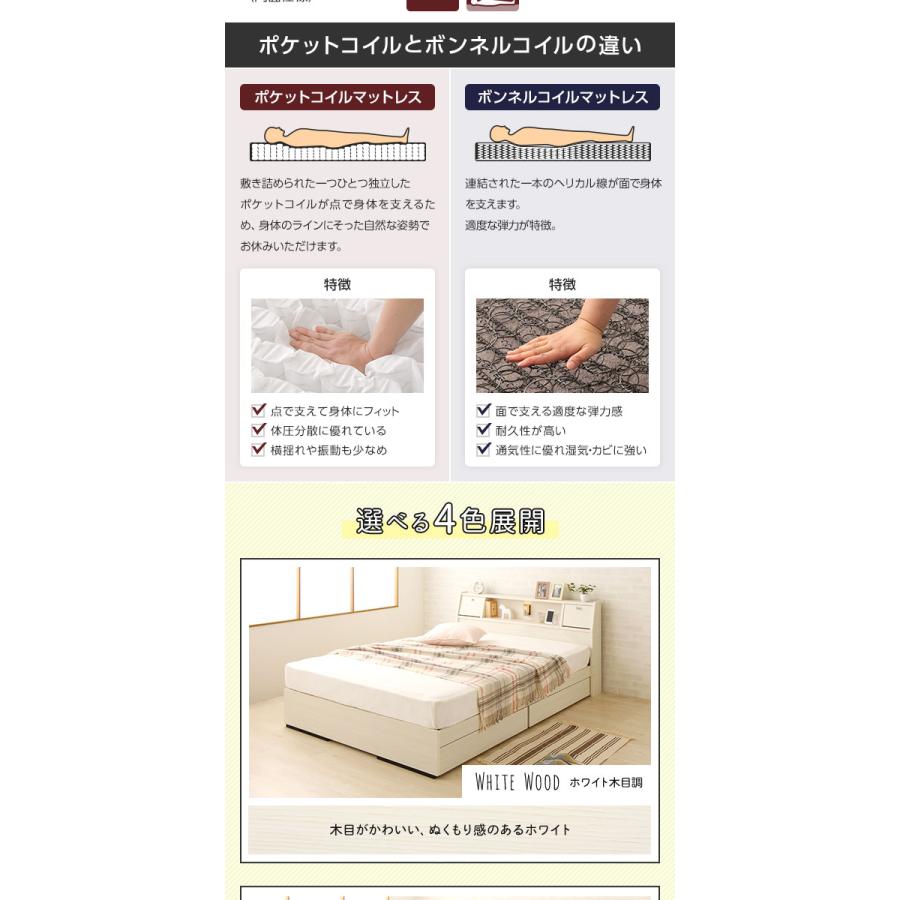 直営店☆ブランド登録なし☆ベッド 日本製 収納付き 引き出し 照明 棚付き 宮付き コンセント シングル 日本製ポケットコイルマットレス付き『AMI』アミ ブラック 送料無料