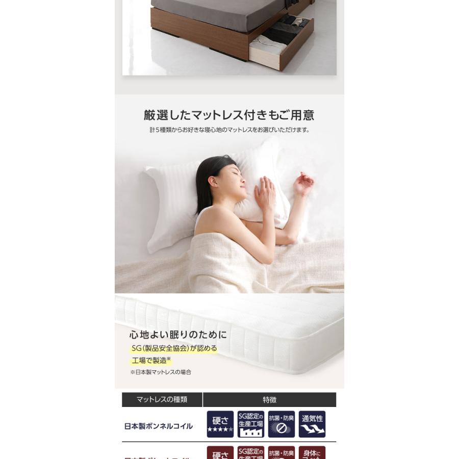ベッド シングル ベッドフレームのみ 収納ベッド ヘッドボード付き 宮