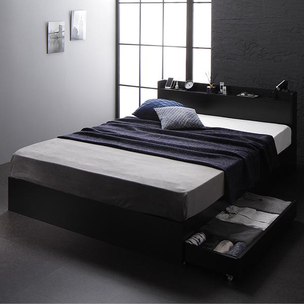 ベッド 収納付き 引き出し 棚付き シングル ボンネルコイルマットレス