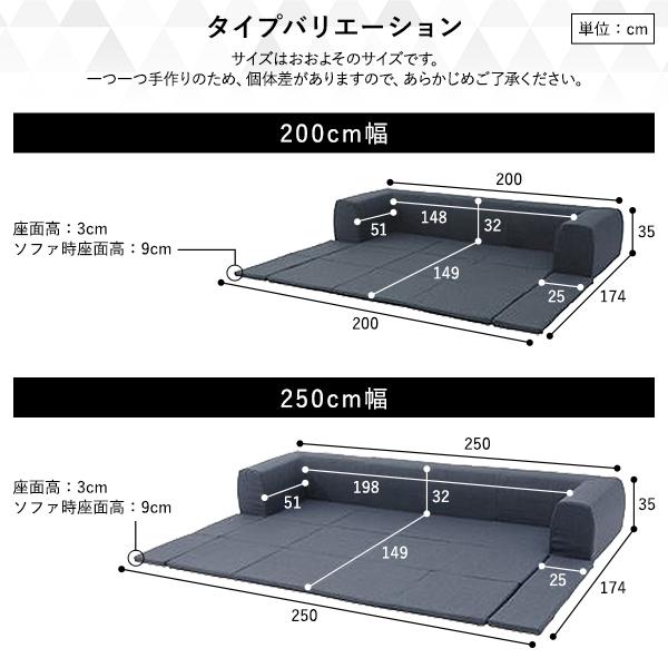 フロアソファ フロアマット付き 日本製 Lサイズ 幅250cm ローソファー 送料無料｜best-value｜15