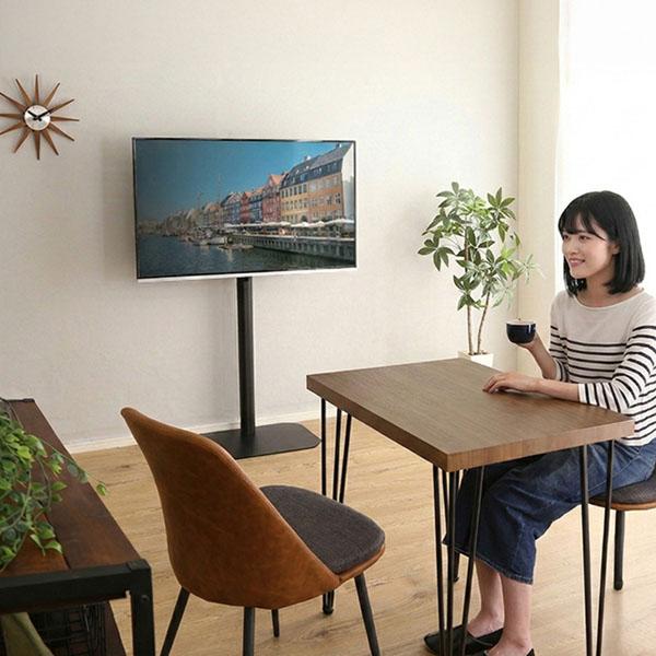 テレビスタンド ハイタイプ 幅59.7cm ブラック 八角形 壁寄せ ワイド