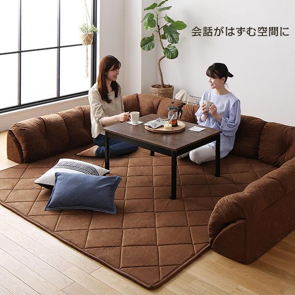 フロアソファ/コーナーソファ マット付き U型タイプ 大 日本製 ソファ