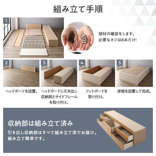 お客様組み立て〕 収納ベッド シングル フレームのみ ヘッドレス 通常