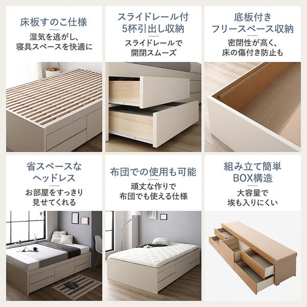 お客様組み立て〕 収納ベッド シングル フレームのみ ヘッドレス 通常