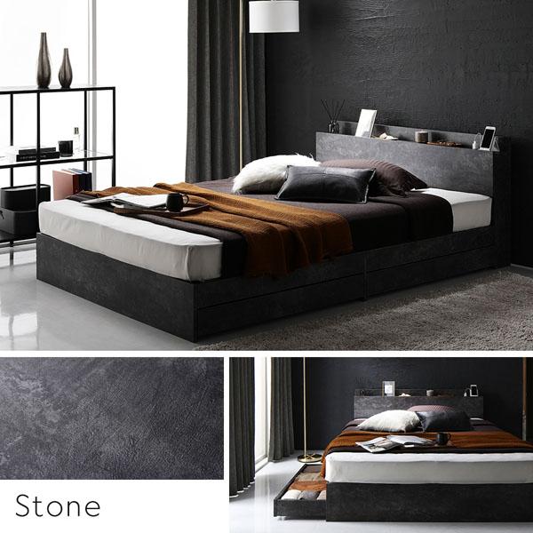 セミダブルベッド　ブラック　収納付『Serest セレスト』＆マットレス付き RASIK ベッド ダブル ベッドフレームのみ キャスター付き