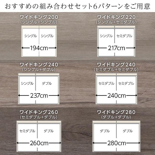 ベッド 収納付き ワイドキング240(シングル+ダブル) ボンネルコイルマットレス付き 棚 グレージュ Absol アブソル 2台セット 送料無料｜best-value｜02