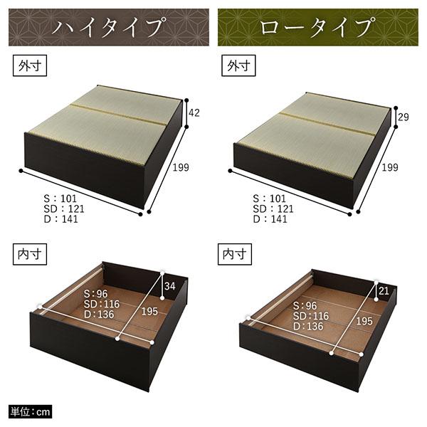 畳ベッド シングル 収納 大容量 高さ29cm ロータイプ すのこ仕様 日本