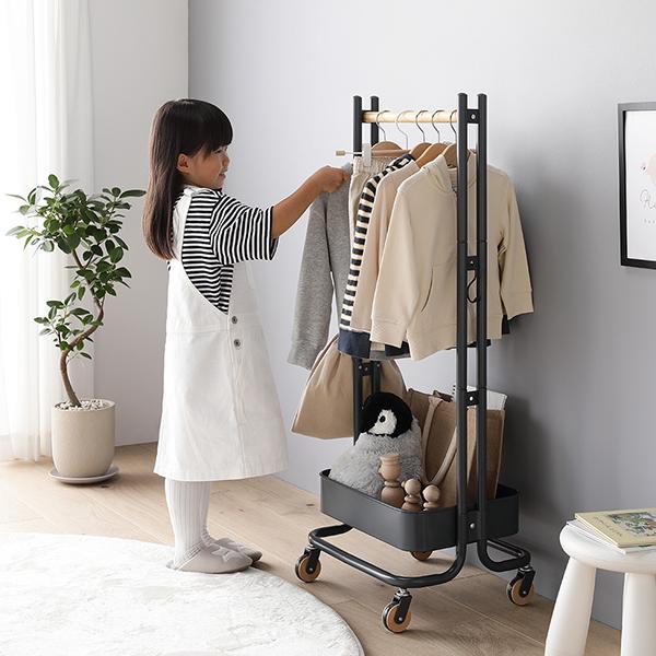 ハンガーラック 子供用 約幅45cm スチールパイプ キャスター付き 収納