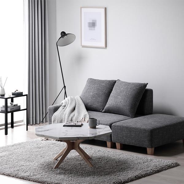 センターテーブル 約幅75cm 八角形 大理石柄 天然木 木製 脚付き お