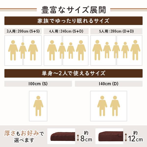 マットレス ファミリータイプ 〔幅200cm シングル×2枚 3人用〕 厚さ