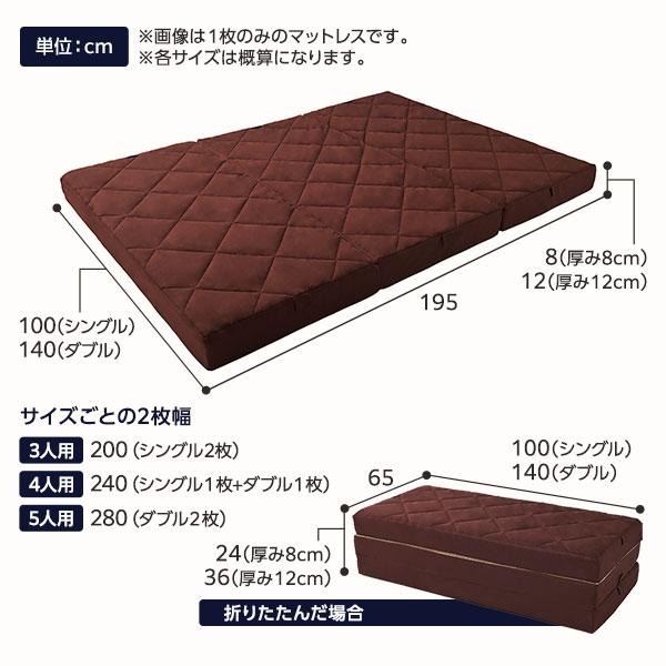 マットレス ファミリータイプ 〔ダブル 厚さ12cm〕 連結 高反発 抗菌