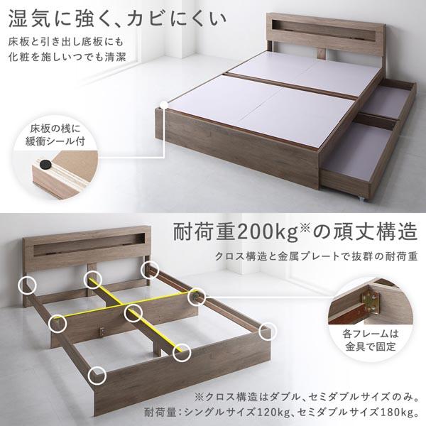 RASIK ベッド ダブル ベッドフレームのみ 照明付き 収納付き RASIK ベッド ダブル ベッドフレームのみ 照明付き 収納付き