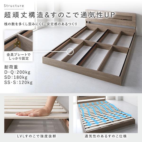 RASIK（ラシク） ベッド セミシングル ベッドフレームのみ 低床 照明