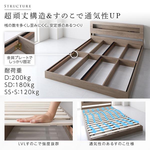 RASIK ベッド セミダブル ベッドフレームのみ ベット 照明 棚 RASIK ベッド セミダブル ベッドフレームのみ ベット 照明 棚