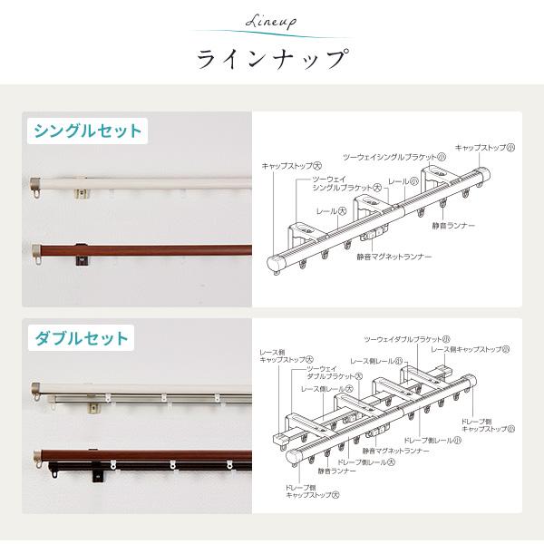 伸縮 カーテンレール 〔ダブル 2mセット〕 静音ランナー 持ち上げ式ブラケット 木目調 リネア 簡単取り付け カーテン用品 カーテンアクセサリー 送料無料｜best-value｜11