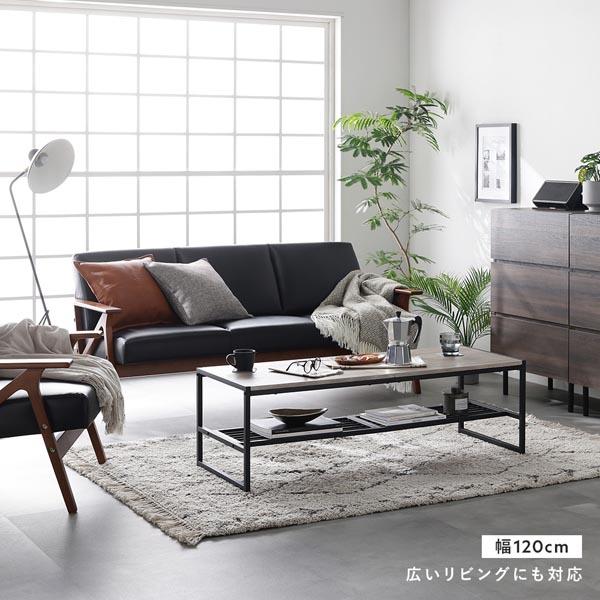 RASIK（ラシク） ローテーブル 単品 幅105cm 収納棚付き スチール