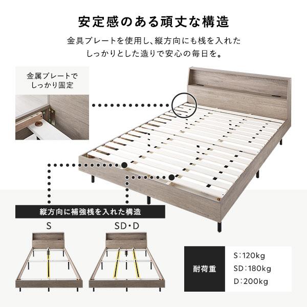 RASIK（ラシク） ベッド セミダブル ベッドフレームのみ 宮付 すのこ