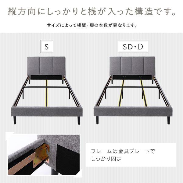 RASIK（ラシク） ベッド ダブル ベッドフレームのみ 布張り 脚付き