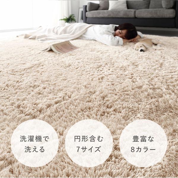 ラグマット 絨毯 約R100×150cm 楕円形 洗える 滑り止め付 軽量 ホット