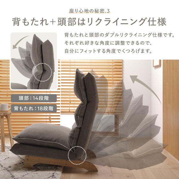 ローソファ 約幅73cm 1人掛け 木製脚付き スチール コーデュロイ生地