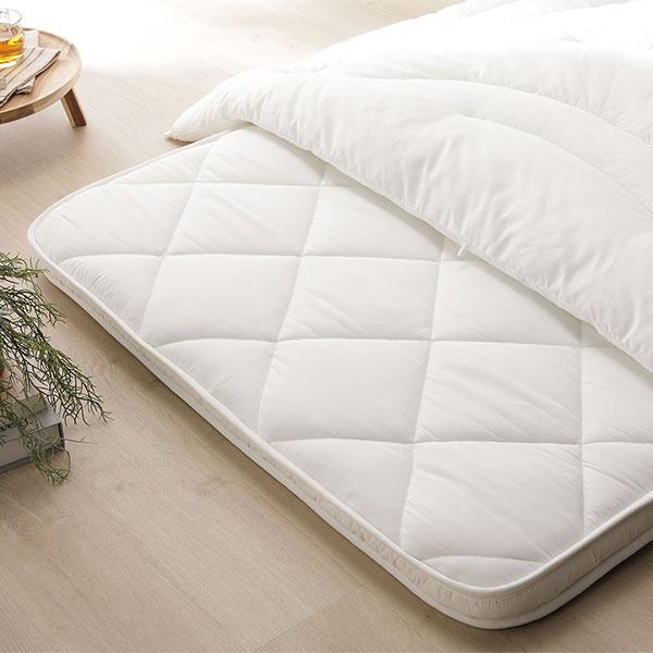 4層 敷き布団 単品 シングル 約100×210cm ホワイト マチ付き 抗菌 防臭