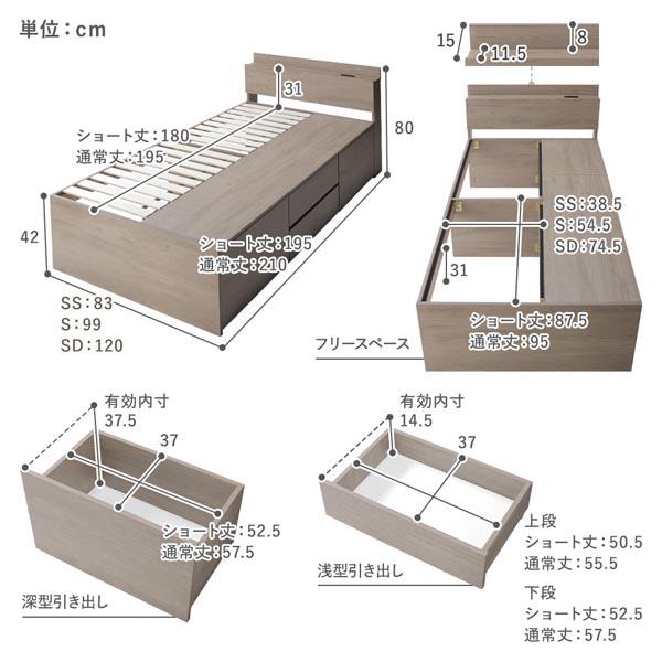 RASIK 宮付き チェスト ベッド ショート丈シングル ポケット RASIK 宮付き チェスト ベッド ショート丈シングル ポケット