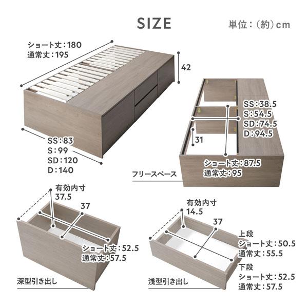 RASIK（ラシク） ヘッドレス チェスト ベッド 通常丈セミダブル ベッド