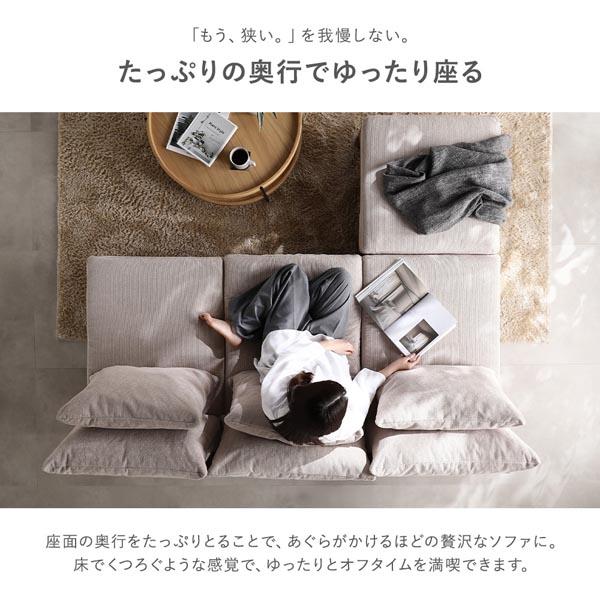 RASIK（ラシク） 2人掛け ソファ 単品 天然木 脚取り外し可 洗える
