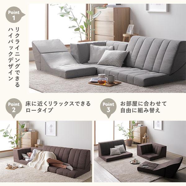 コーナー ソファセット 3点セット ハイバック リクライニング ホット