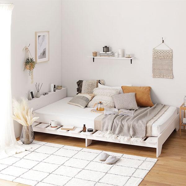 すのこベッド　ベッドフレーム　セミダブル　幅120cm　天然木　新品送料込 宮付き 天然木 すのこベッド 約幅120cm セミダブル フレームのみ ロー