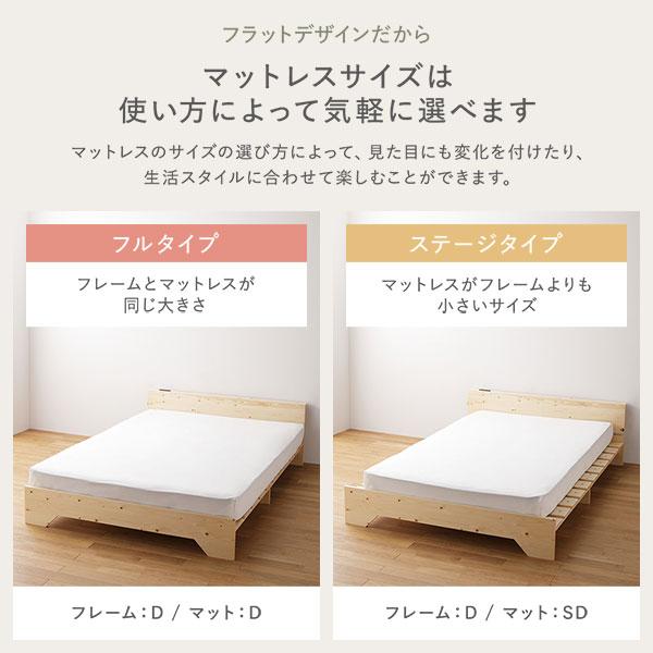 宮付き 天然木 すのこベッド 約幅120cm セミダブル フレームのみ ロー