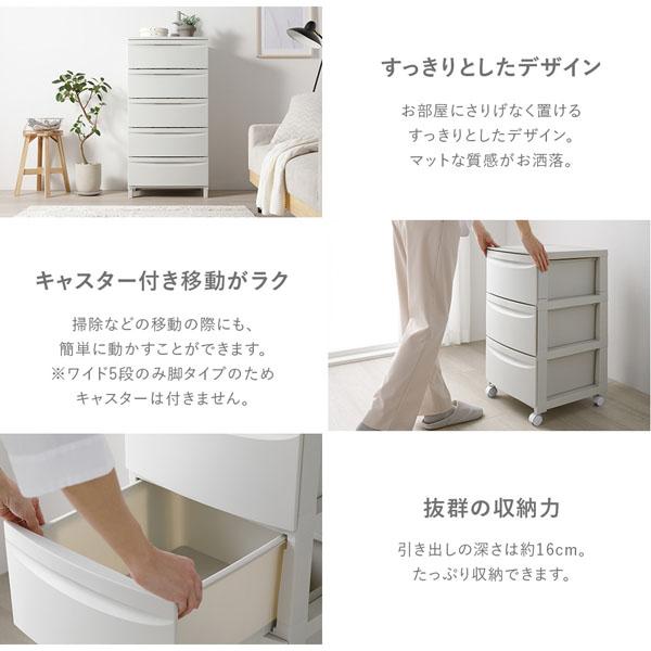 チェスト 収納棚 スリム 5段 キャスタータイプ 日本製 プラスチック