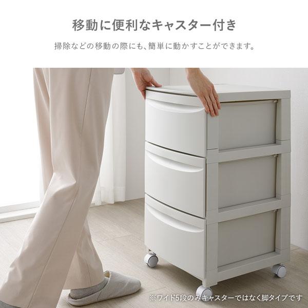 チェスト 収納棚 ワイド 3段 キャスタータイプ 日本製 プラスチック