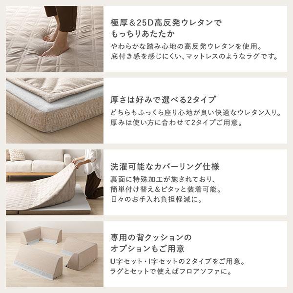 RASIK（ラシク） 極厚 ラグ 単品 約185×275cm 厚み30mmタイプ 高反発