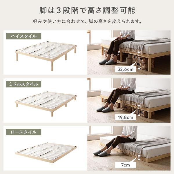 RASIK（ラシク） 天然木 すのこ ベッド キング 180 SS＋S ベッド