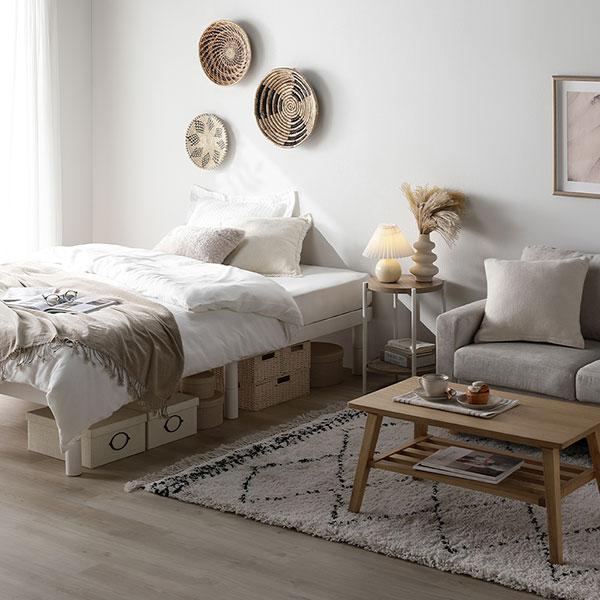 RASIK 180cm ベットフレーム RASIK（ラシク） ローベッド 棚付 ステージタイプ クイーン 幅180cm