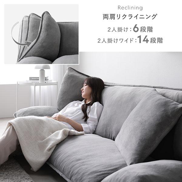 RASIK リクライニング フロアソファ 2人掛けワイド ソフト生地