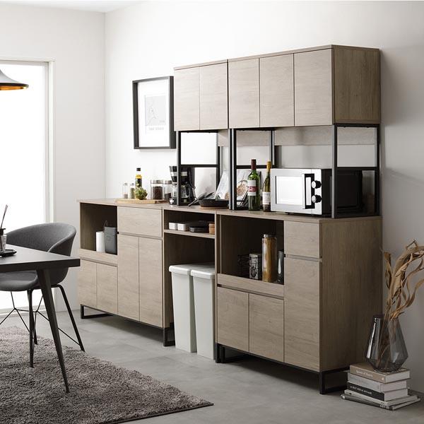 RASIK（ラシク） キッチンカウンター 約幅90cm 扉収納 家電収納