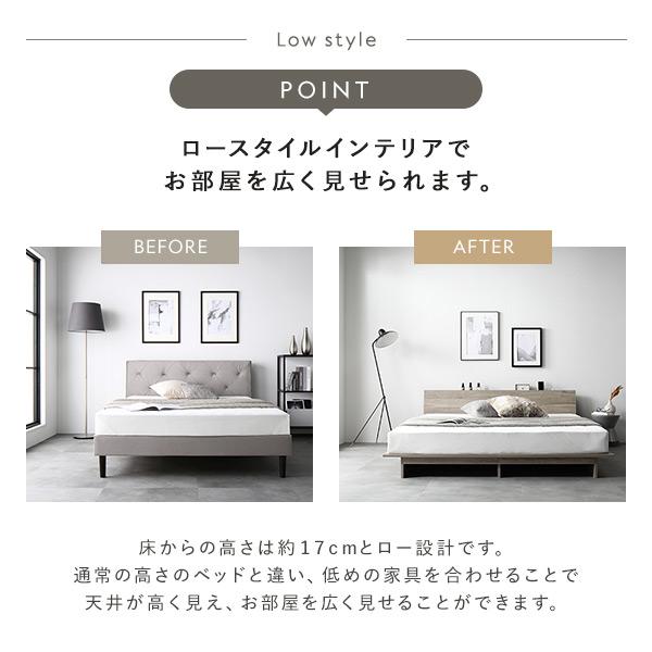 RASIK（ラシク） ローベッド 棚付 ステージ無タイプ ダブル 幅140cm
