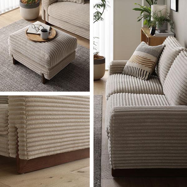 RASIK（ラシク） 太畝コーデュロイソファ 2人掛けソファ+オットマン