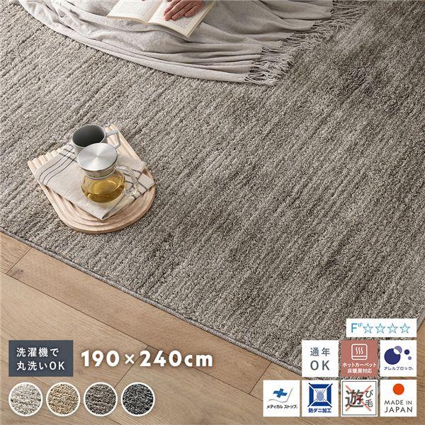 RASIK 国産 洗えるミックスパイルラグ 約190×240cm ミックスパイル ラグ 約190×240cm 洗える 日本製 国産 軽量 防ダニ