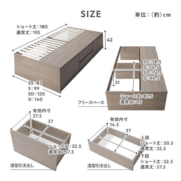 RASIK ダブルサイズ すのこベッドフレーム　※引き取り歓迎 RASIK（ラシク） ヘッドレス チェスト ベッド 通常丈ダブル ベッド